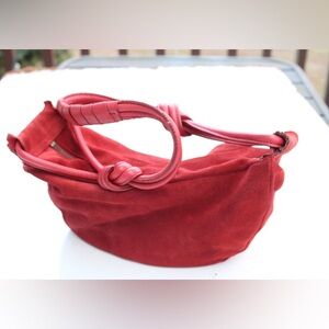 Folio New York red suede hobo bag with knotted leather strap
